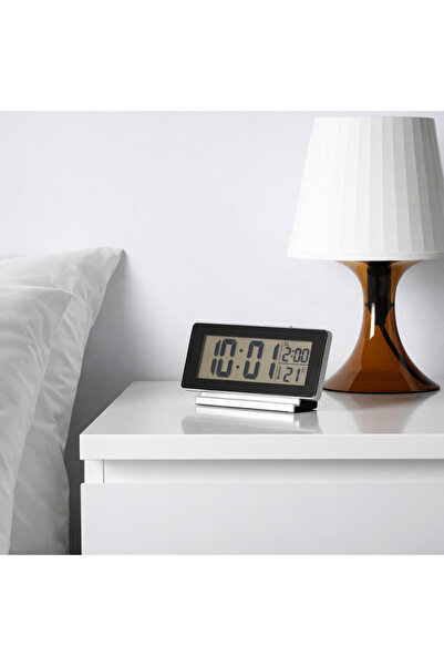 SADANHOME Clock - Thermometer - Alarm Clock, Black - 16.5 x 9 cm