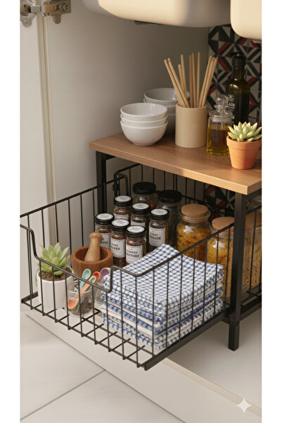 Hagen Çok Amaçlı Dolap İçi Düzenleyici Raf Mutfak Rafı Banyo Rafı Tezgah Altı...