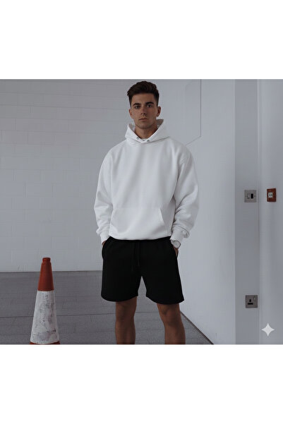 ALİ.COM Unisex 2-Piece Set Sweatshirt-Shorts Set Oversized Hooded Sweatshirt ...