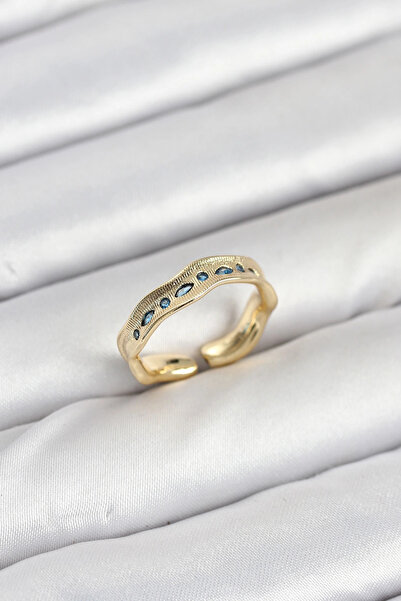 esplendor Adjustable Brass Ring with Zircon Stone Vintage Design