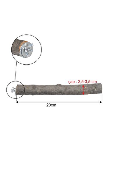 X-Perk Doğal Ağaç Papağan Muhabbet Kuşu Kuş Tüneği Tünek Boy 20 cm Çap 2,5-3-...