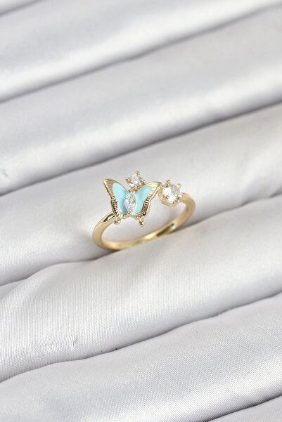 lowell home خاتم نسائي من النحاس الأصفر على شكل فراشة