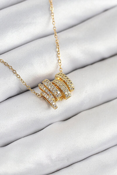 esplendor قلادة نسائية من الفولاذ 316L مرصعة بحجر الزركون بتصميم حلزوني ذهبي ...