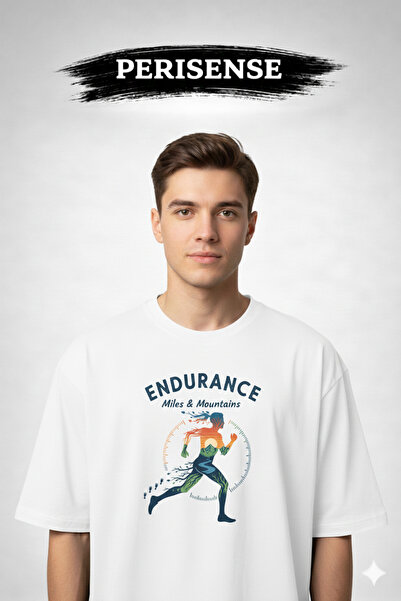 PERISENSE Unisex Running Printed Premium Combed Cotton Oversized T-Shirt