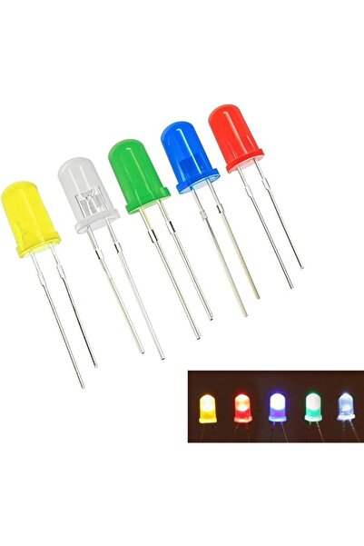 Generic مصباح LED ثنائي 5 مم، مجموعة متنوعة من 5 ألوان للمشاريع العلمية والإل...