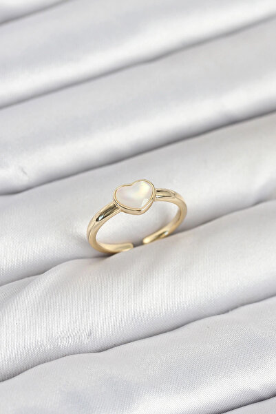 esplendor Adjustable Heart Patterned Brass Ring