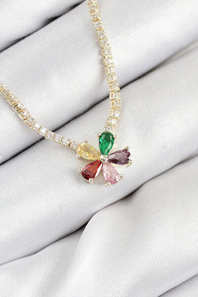 MericLine Brass Zircon Stone Watercourse Asorti Flower Model Gold Color Women...