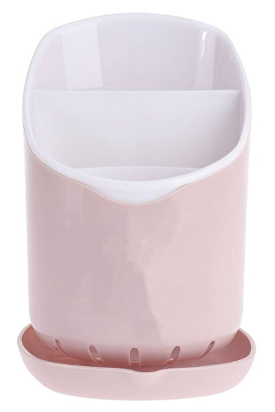 Excellent Houseware cutlery holder with tray, plastic, 12x11 cm, pink
