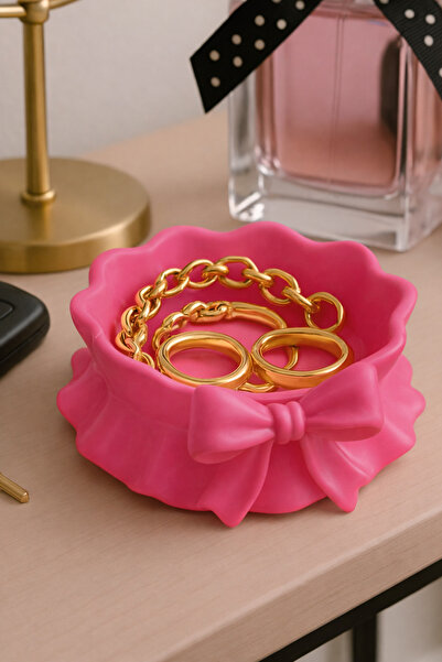 Vescarri وعاء كوكيت بتفاصيل فيونكة - منظم مجوهرات وديكورات متعدد الاستخدامات