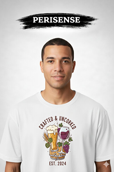 PERISENSE Unisex Beer/Wine Lover Printed Premium Combed Cotton Oversized T-Shirt