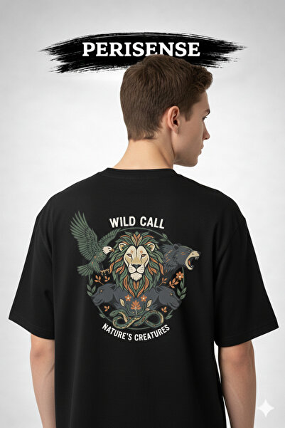 YRN COLLECTION Tricou oversize unisex din bumbac pieptănat premium, cu imprim...