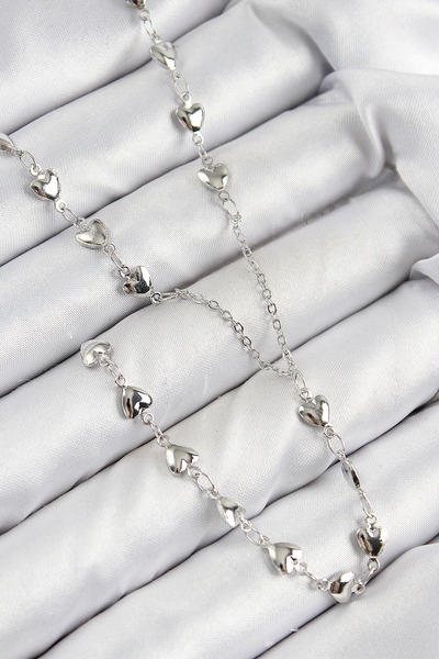 My Reality Fashion قلادة على شكل قلب من حجر الزركون النحاسي باللون الفضي