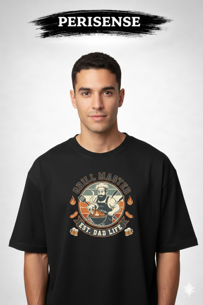 PERISENSE Unisex Dad Life Printed Premium Combed Cotton Oversized T-Shirt