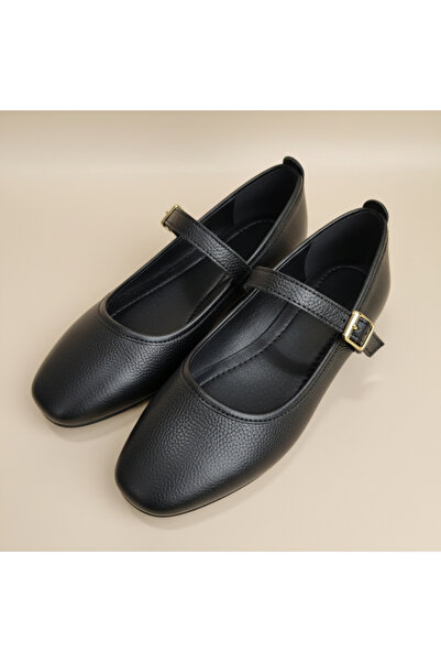 TopukTrend حذاء باليرينا نسائي من الجلد ماري جين - ذهبي مع حزام، نعل مريح غير...