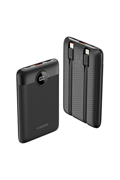 Veger W 1170 Power Bank 10000 mAh with USB-A and USB-C Port Black