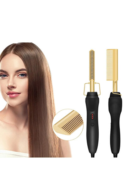 Marsilyan 2 in 1 Electric Heating Comb Hair Straightener Curler Wet Dry Hair ...