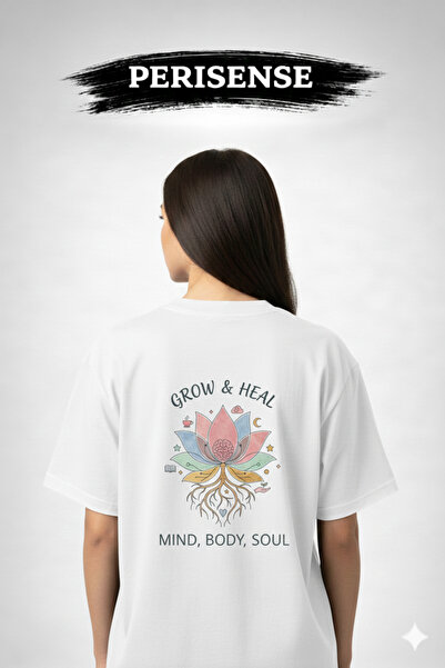 PERISENSE Tricou oversize unisex din bumbac pieptănat premium, cu imprimeu pe...