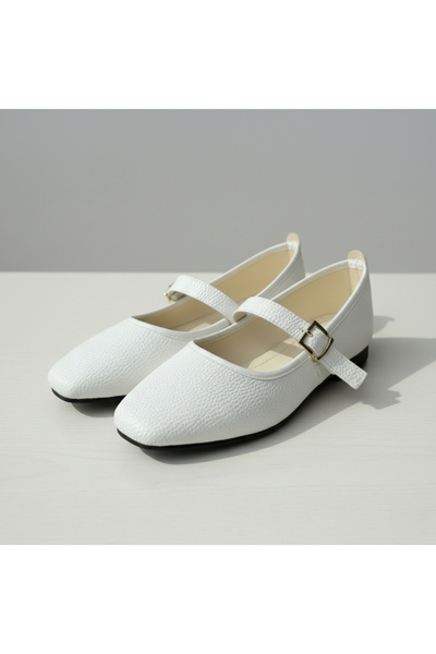 TopukTrend Kadın Babet Deri Mary Jane Babet-Gold Aksesuar Kemerli, Rahat Kaym...