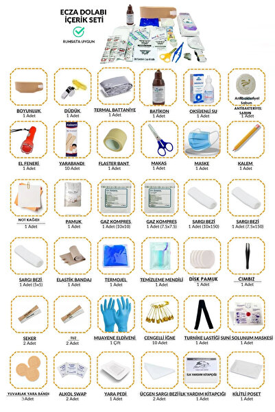 Saatistan Ev için Çok Fonksiyonlu Ecza Dolabı Yedek İçerik Seti, şık ve kulla...