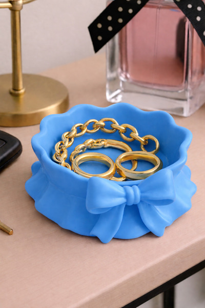 Vescarri وعاء كوكيت بتفاصيل فيونكة - منظم مجوهرات وديكورات متعدد الاستخدامات