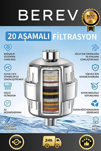 Berev Arıtmalı Duş Başlığı Filtresi Su Filtreleme Cihazi