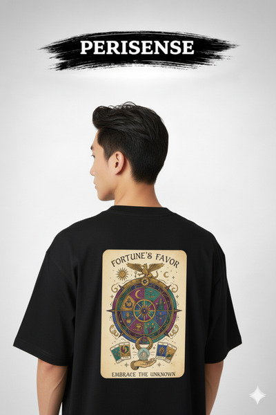 PERISENSE Tricou oversize unisex din bumbac pieptănat premium, imprimat cu că...