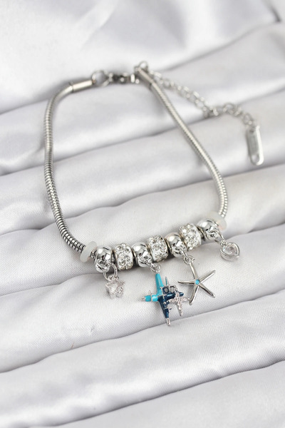 My Reality Fashion سوار نسائي من النحاس الفضي اللون على شكل نجمة