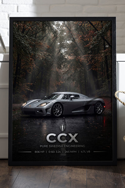 Duvarda Poster cu ramă din lemn negru Koenigsegg CCX, pictură decorativă de p...