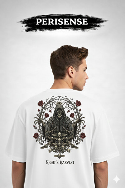 PERISENSE Unisex Horror Printed Premium Combed Cotton Oversized T-Shirt