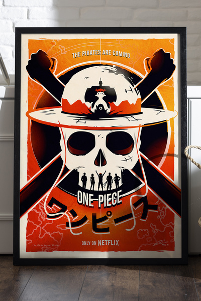 Duvarda Poster înrămat din lemn negru One Piece, pictură decorativă de perete...