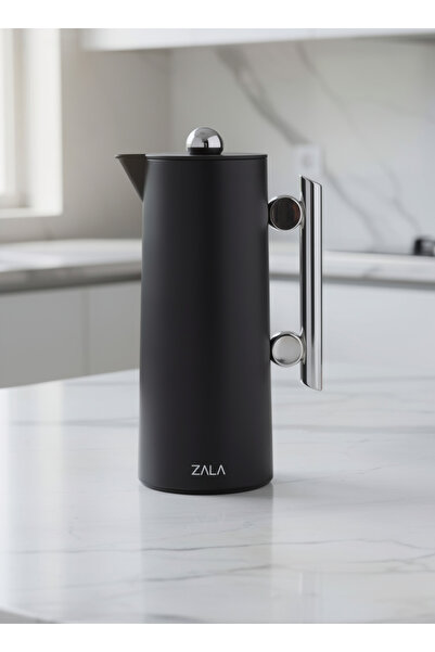 ZALA Black Matt Coffee & Tea Thermos 1 Liter – Glass Inner, Hot & Cold Insula...