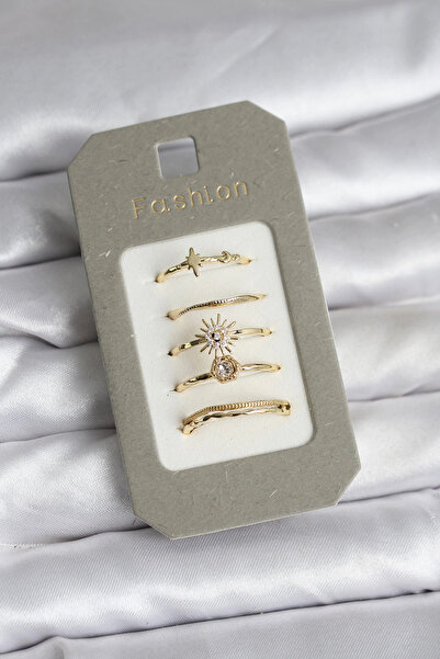 lowell home طقم خواتم من النحاس الأصفر مكون من 5 قطع