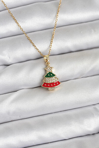 My Reality Fashion قلادة نسائية من الفولاذ 316L بتصميم شجرة الصنوبر الذهبية م...