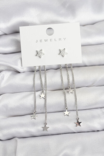 esplendor Star Model Silver Color Brass Dangle Women's Earrings