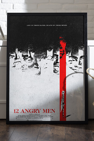 Duvarda 12 ljutih muškaraca, crni poster sa drvenim okvirom, dekorativna film...