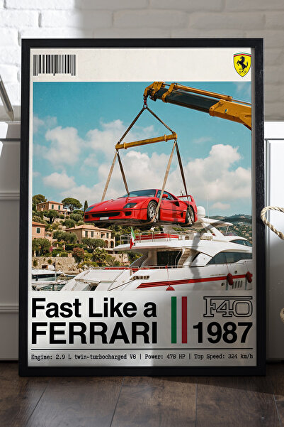 Duvarda Αφίσα Ferrari F40 με μαύρο ξύλινο πλαίσιο, διακοσμητικός πίνακας τοίχ...