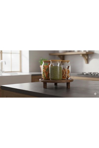 Rabo Craft Wooden Presentation Stand Cylinder Stand Presentation Stand Wooden Walnut Color