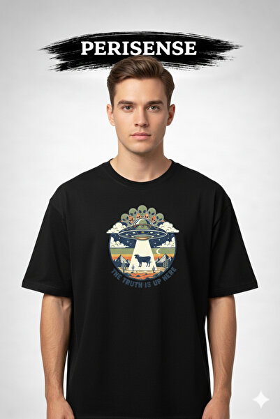 PERISENSE Unisex Aliens Printed Premium Combed Cotton Oversized T-Shirt