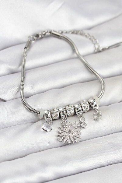 Eco Lounge سوار نسائي من طراز بولار ستار باللون الفضي الساحر