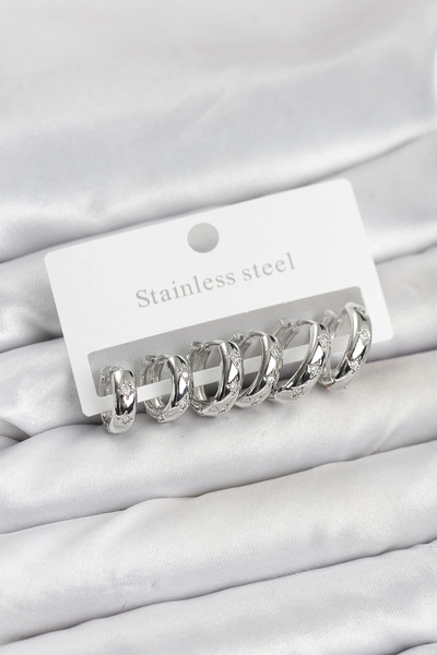 Najmaddin طقم أقراط دائرية من الفولاذ 316L بلون فضي مع حجر الزركون على شكل نج...