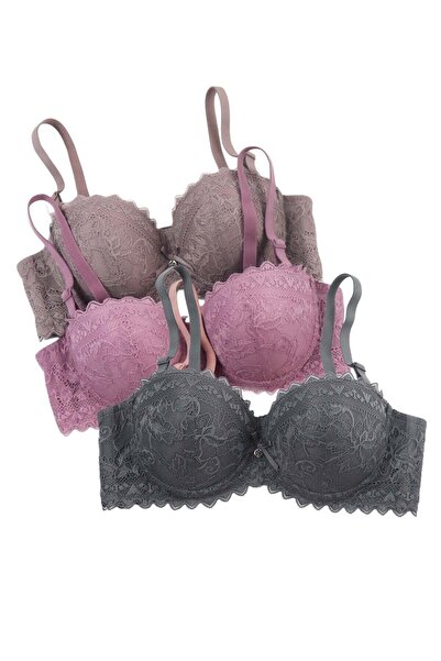 Generic 3 Pieces Women Bra Underwire Ladies Pushup Bra