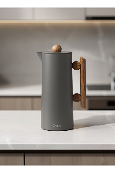 ZALA Dark Grey Coffee & Tea Thermos 1L – Glass Inner, Hot & Cold Insulated wi...