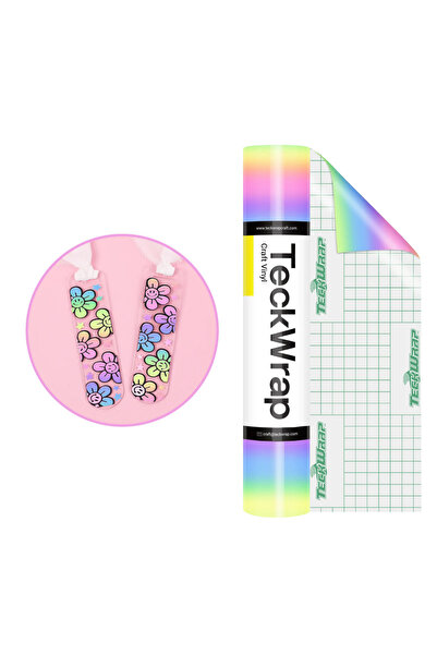 Teckwrap Craft Candy Color Rainbow Stripes Premium Vinil –Kalıcı- 30.4 cm × 1...
