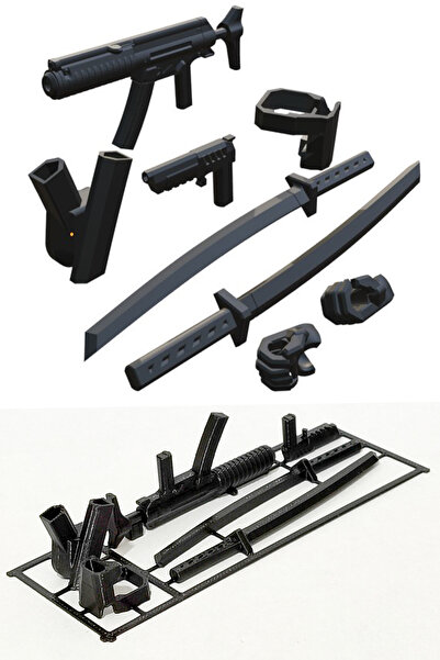 Grand TALİSMAN Robot Taktik Aksesuar Seti Figürü 3D Baskı (Maket) (SİYAH)