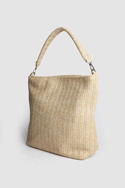 Store حقيبة كتف نسائية منسوجة كبيرة الحجم من لاكو