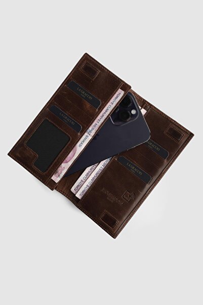 Store محفظة رجالية من الجلد الطبيعي المحمي بتقنية RFID مع حجرة للهاتف