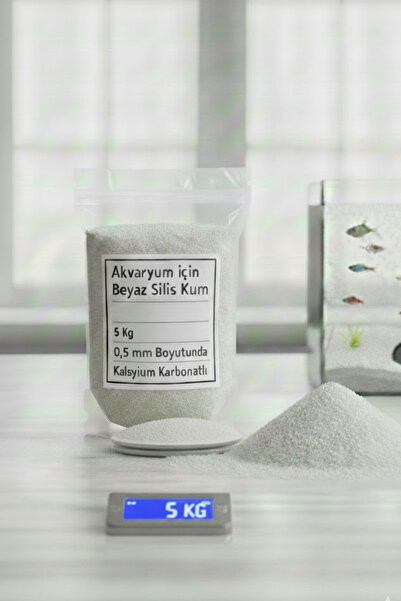 decoronay 5 KG Akvaryum Beyaz Silis ( Kalsiyum Karbonatlı Beyaz ) Kum 0,5mm –...