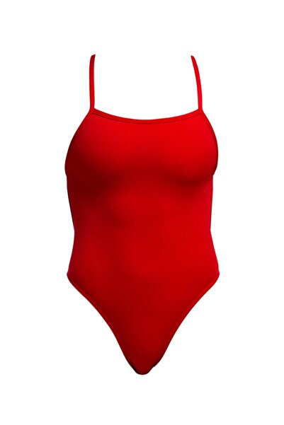 FUNKİTA SST Still Red Kadın Antrenman Mayosu – İnce Askı Tasarımı & C-Infinit...