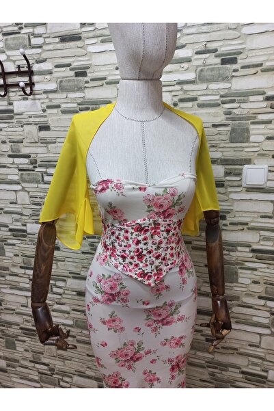 es moda shop Ariane Chiffon Short-Sleeved Shawl Yellow