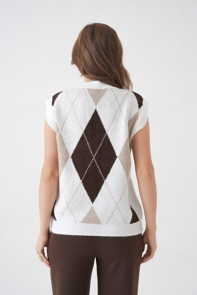 venezia giyim Women's V-Neck Patterned Soft Textured Knitwear Sweater // V8620